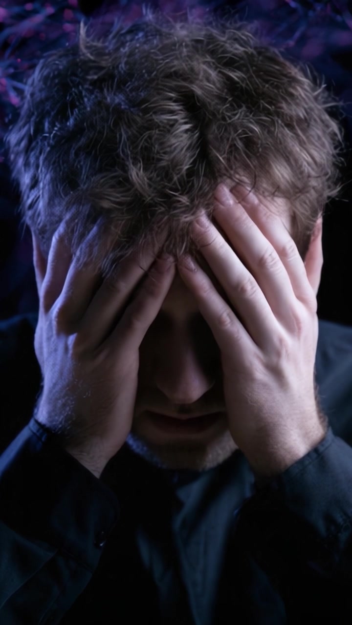 A Portrayal of Struggle and Despair: Capturing the Emotion of a Person in Distress as They Cover Their Face with Their Hands in a Moment of Reflection and Pain