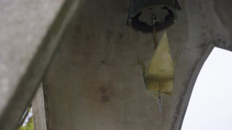 origami crane in hiroshima peace park, symbolising the wish for peace