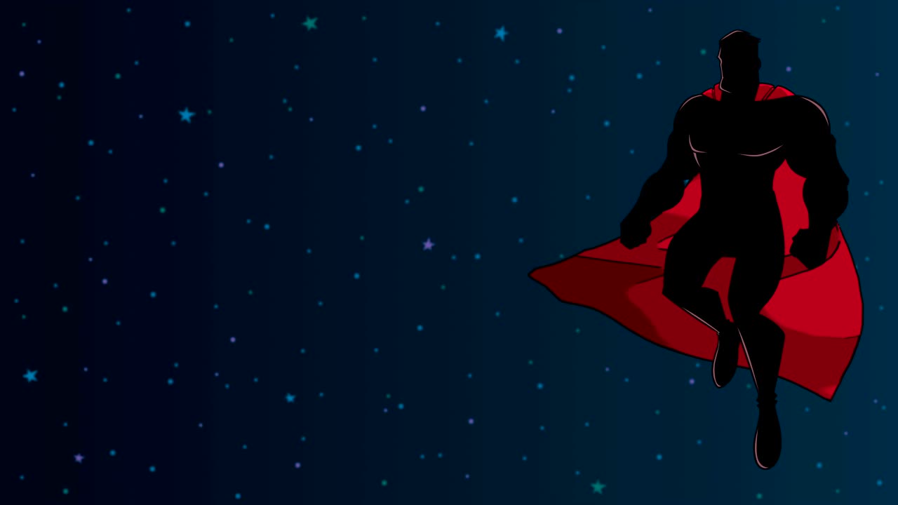 la silueta de un superhéroe volando en el espacio
