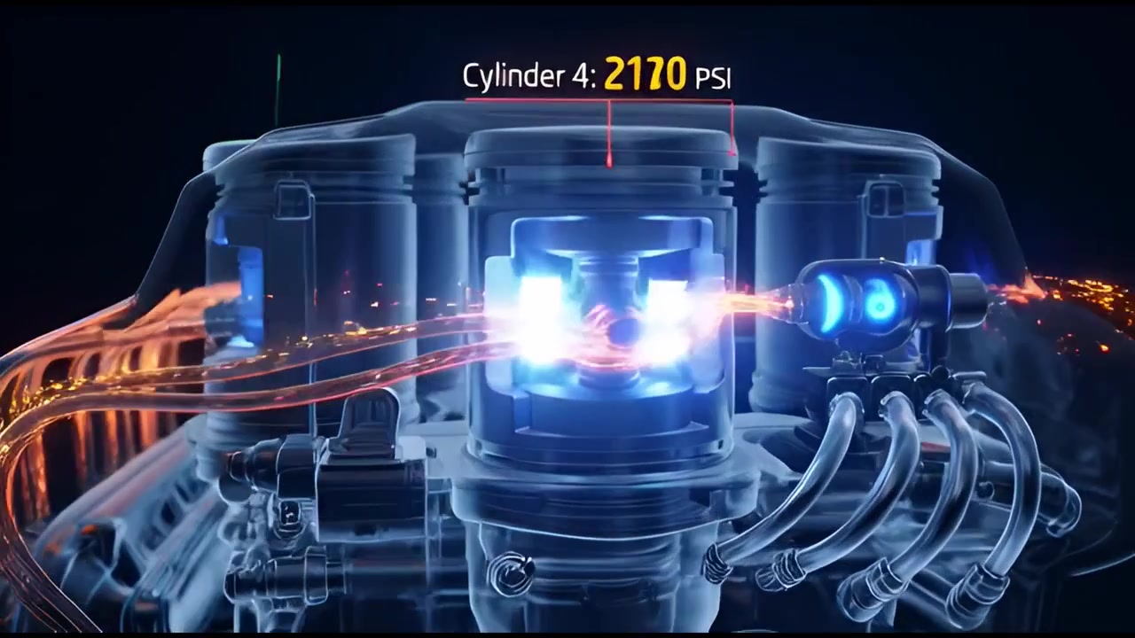 3D Animation of Engine Cylinders Showing Combustion and Pressure