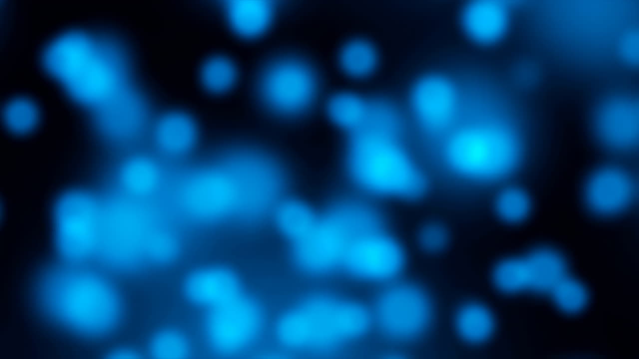 Luci bokeh blu astratte in movimento su sfondo scuro