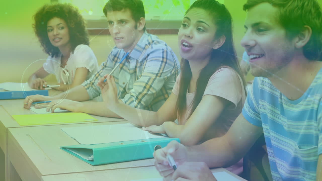 animación de la red de conexiones entre diversos estudiantes en la universidad