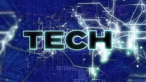 animation of financial data processing over tech text