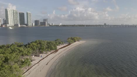 low aerial flight over pace island in biscayne bay off edgewater miami