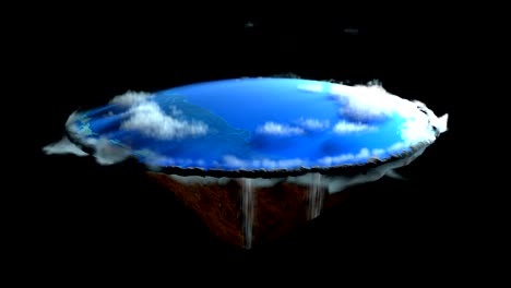 Flat earth with nature landscape, ancient belief in plane globe in form of disk, 3d rendering