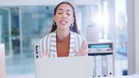 Videollamada,-Mujer-De-Negocios-Con-Laptop