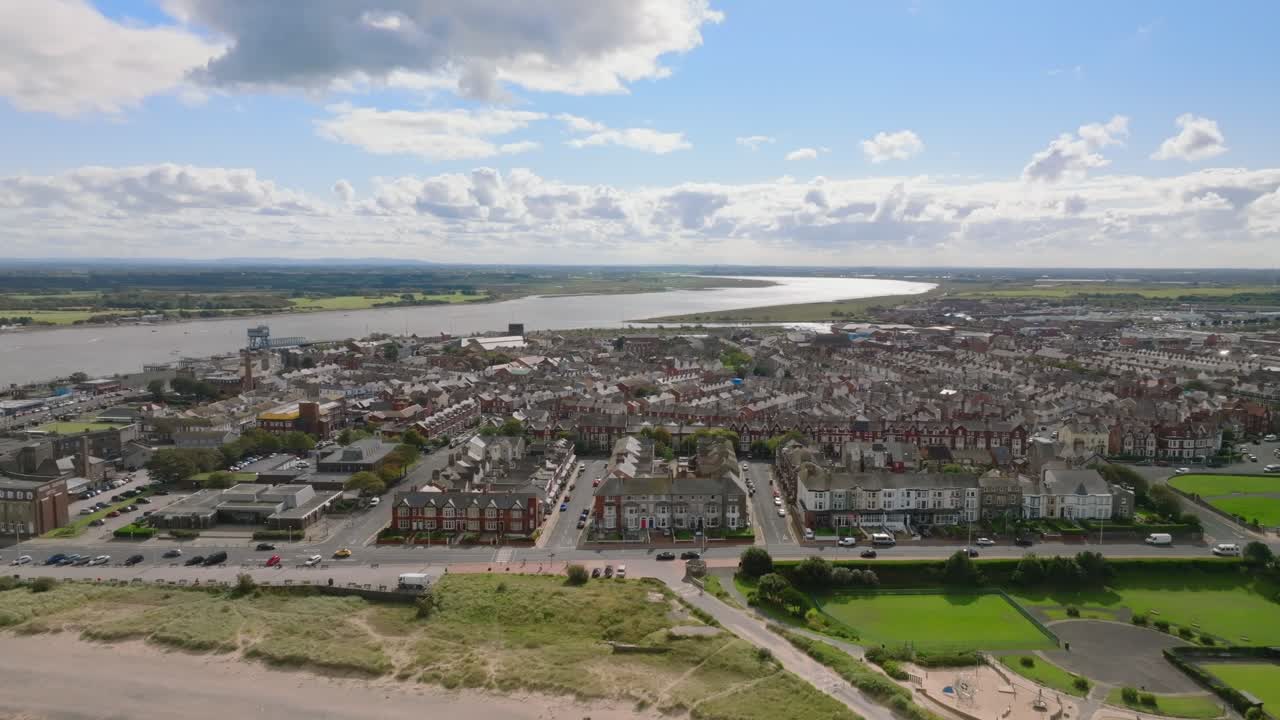 Fleetwood Northern Aspect With Derelict Docklands And Concentrated Urban Development Next To The River Wyre. Lancashire, UK