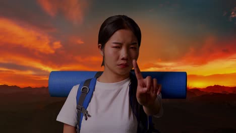 woman hiking refuses
