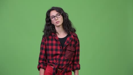 young beautiful businesswoman looking bored