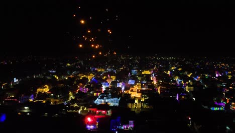 fireworks on the festival of diwali in punjab, india