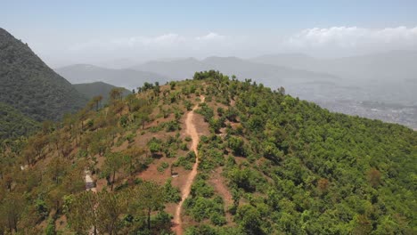 aerial view from drone of a mountain trail around kathmandu, nepal