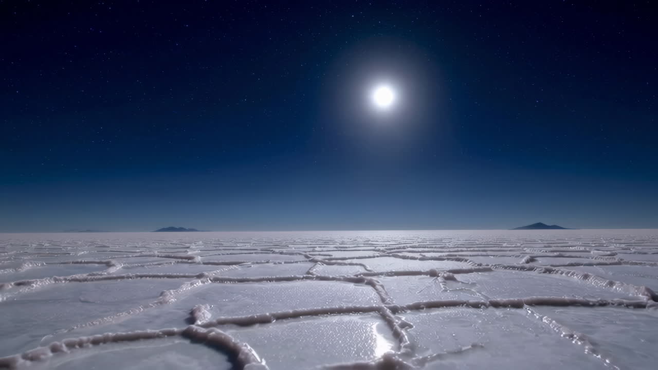 Moonlit Salar de Uyuni at Night