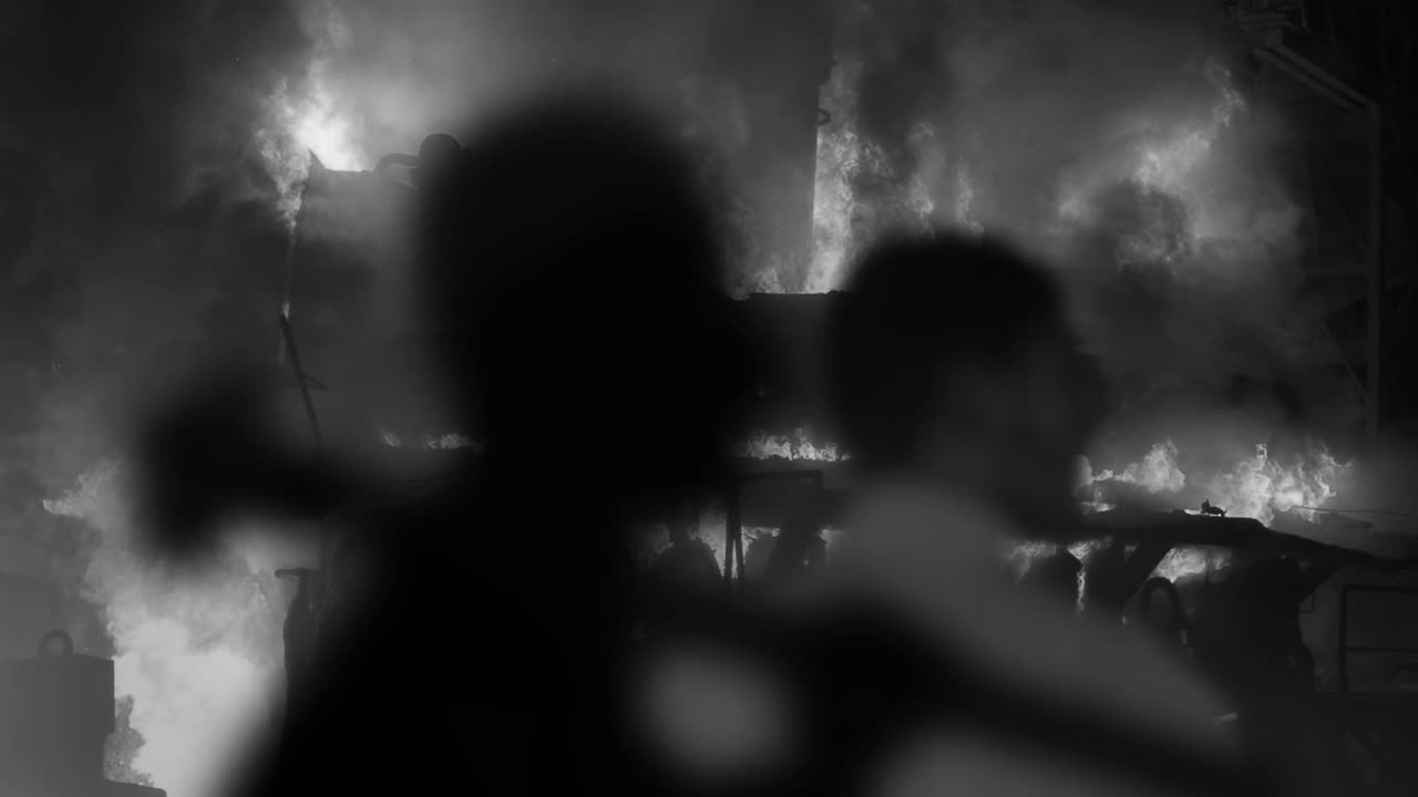 효과 구성 후 - 고철을 녹이는 용광로 작업자