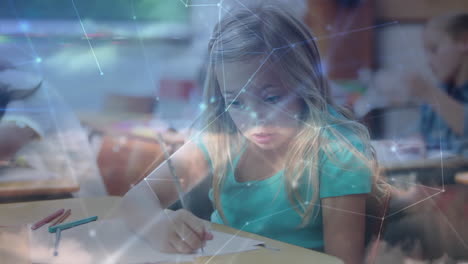 animación de la red de conexiones a través de la escritura de las escolares
