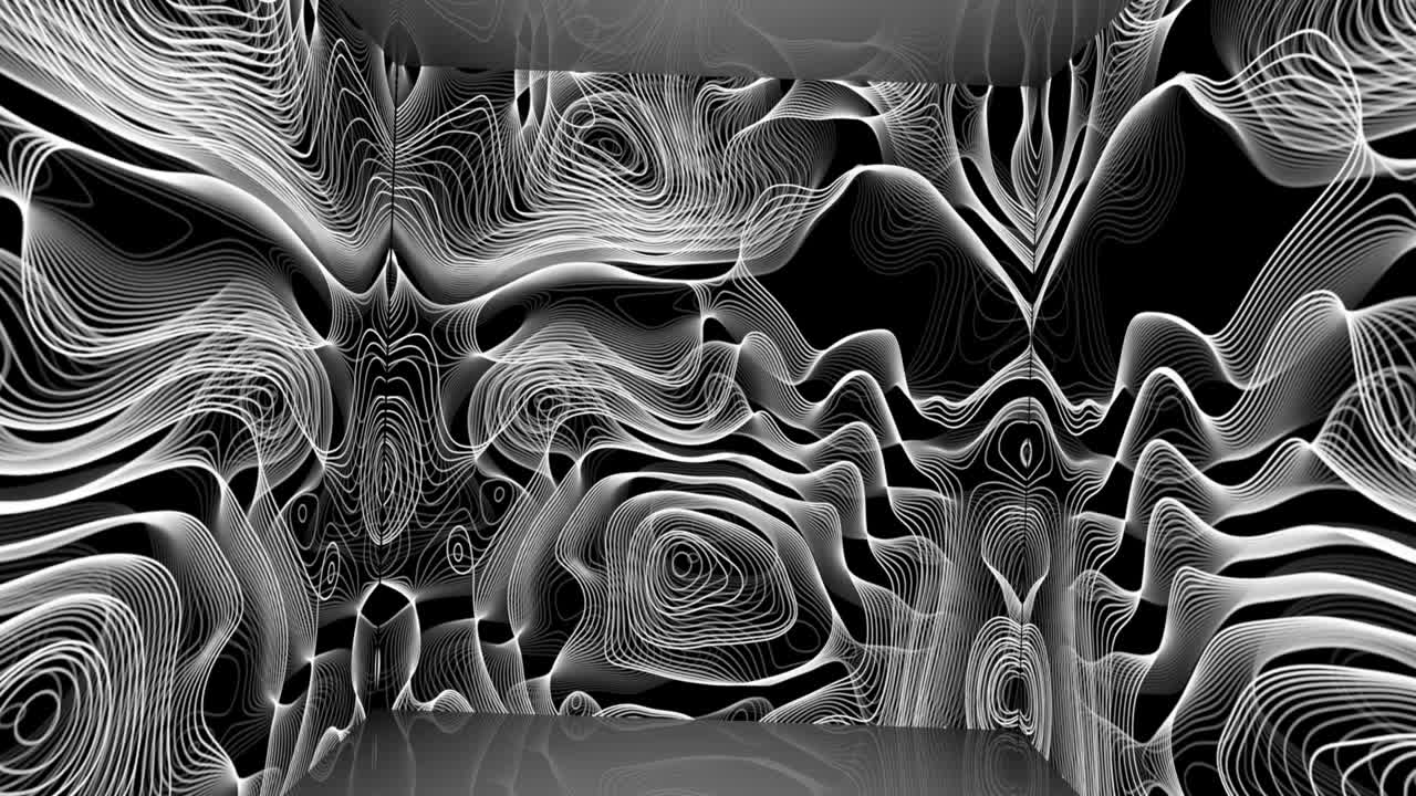 estudio virtual en 3d con líneas de neón en el fondo.