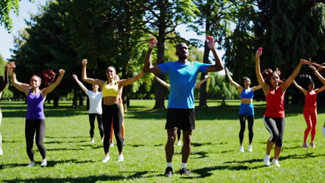 group fitness class in a park