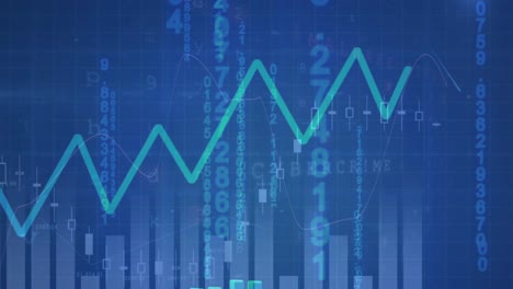 animación de gráficos azules sobre escáner y procesamiento de datos sobre fondo azul
