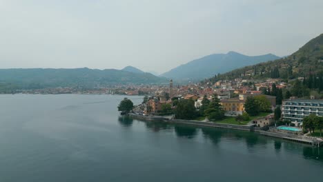 view of beautiful salò cityscape in garda lake, italy, europe