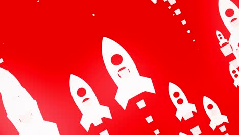 rocket silhouettes in white color on red