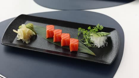 salmon sashimi dish