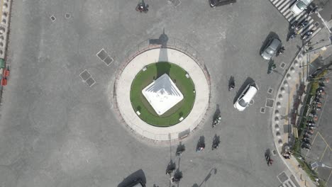 aerial top view of tugu jogja or yogyakarta monument, indonesia.