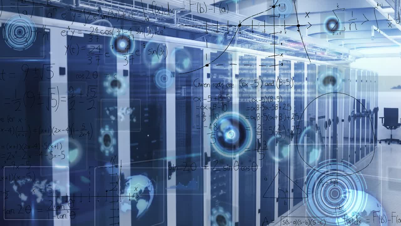 Animation of data processing over server room