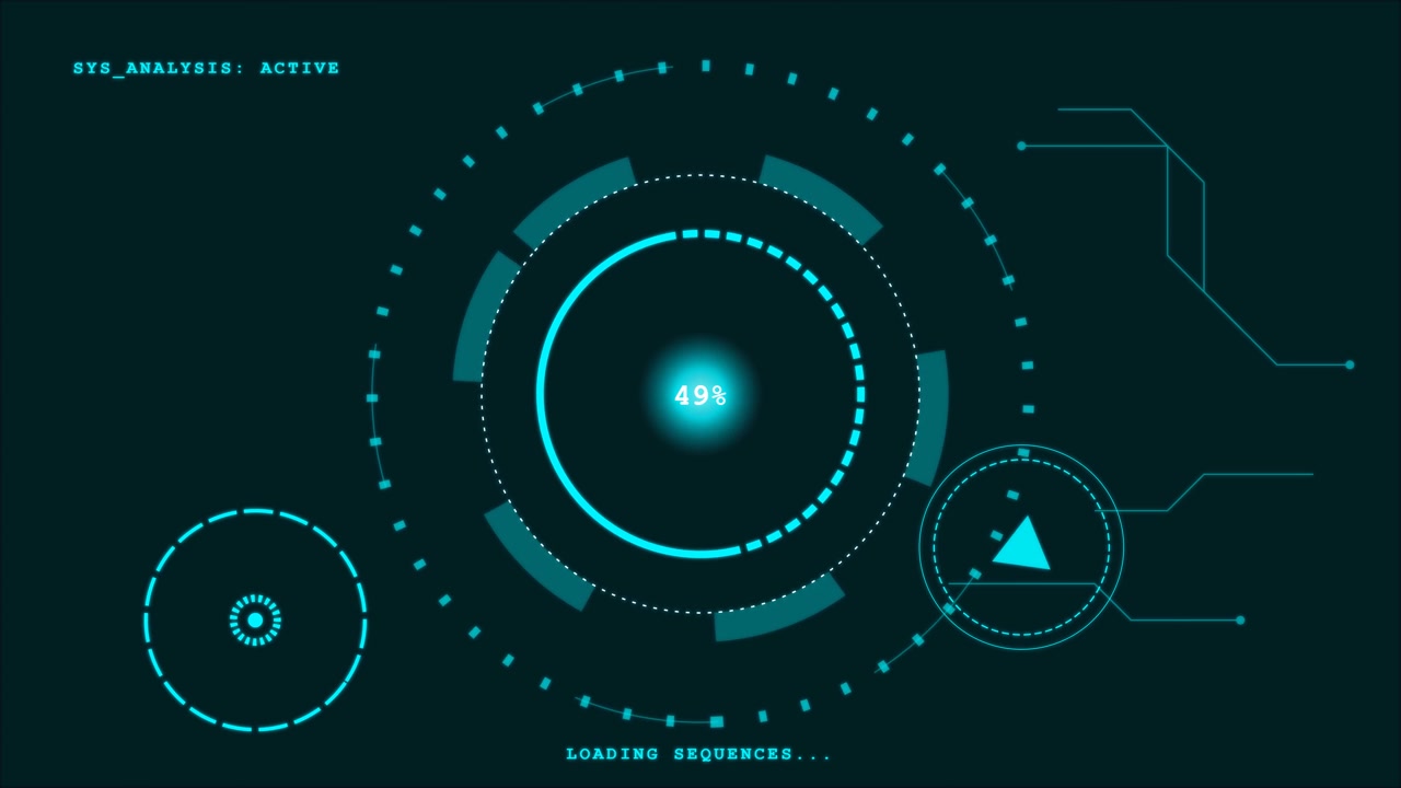 Futuristisk digital indlæsningssekvens med cirkulær statusgrænseflade