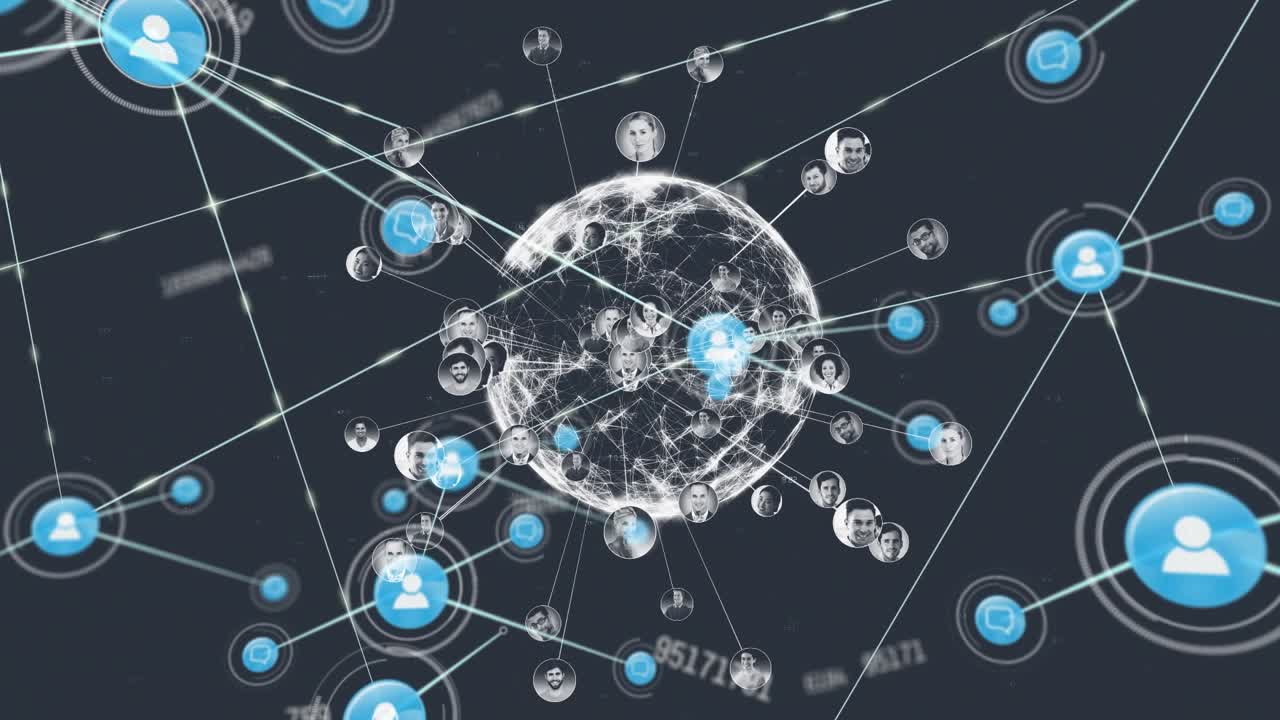 Komposition af jordklode med netværk af forbindelser på sort baggrund