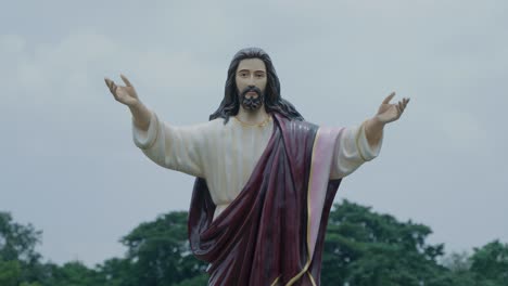 the statue of jesus christ with his arms outstretched is inside the bandel church