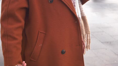 close-up of a brown leather handbag