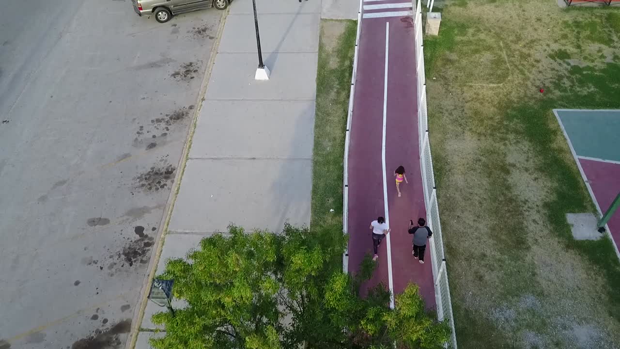 Family Running Aerial