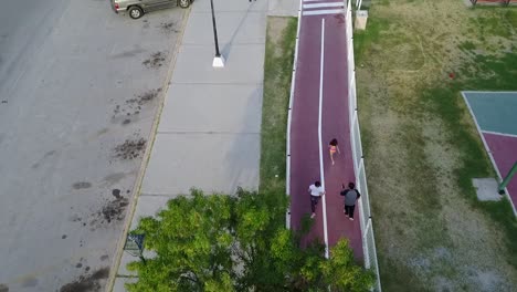 family running aerial