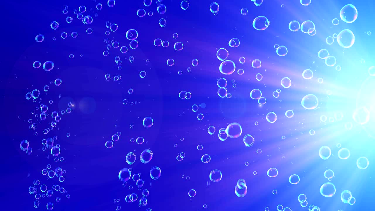 Rainbow bubbles on a blue background