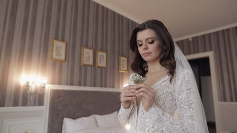 beautiful bride in white dress posing for wedding photos