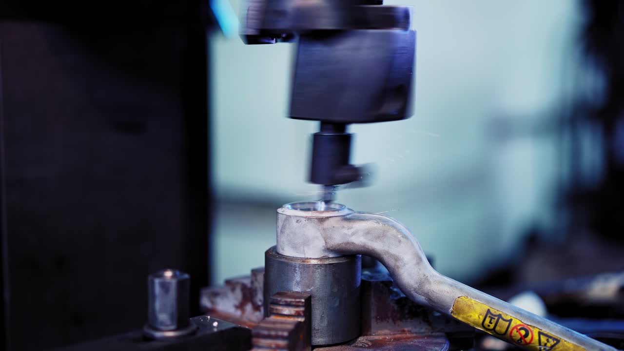 Factory Industrial Machine. Machine tool in metal factory with drilling