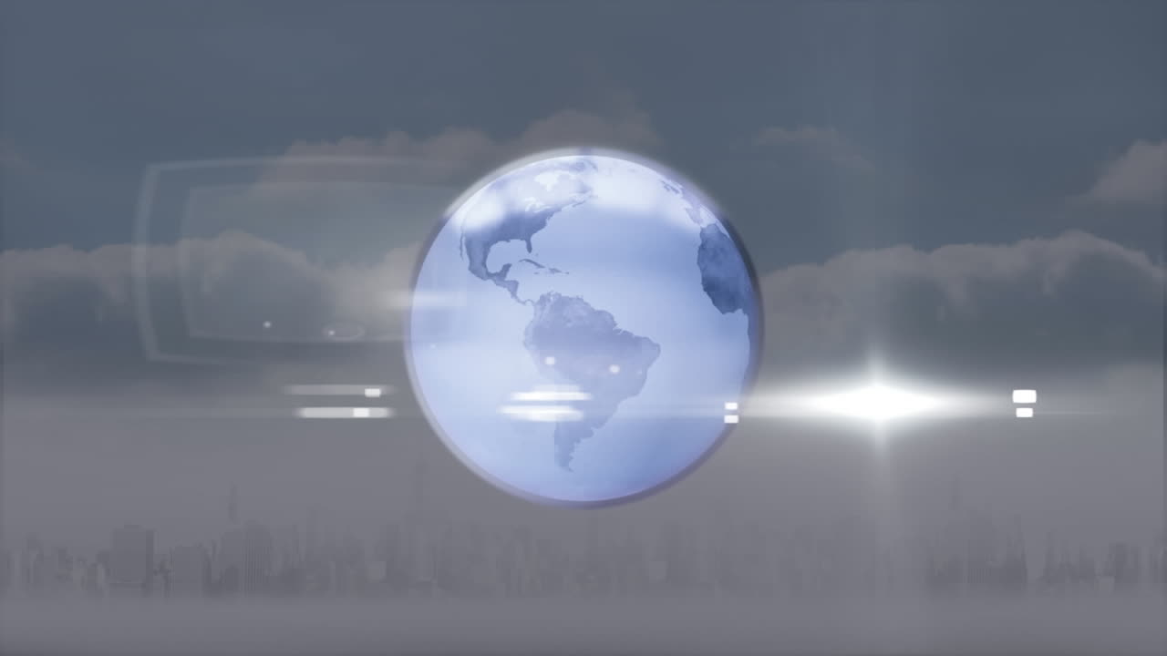 구름 위에 있는 지구 행성의 애니메이션