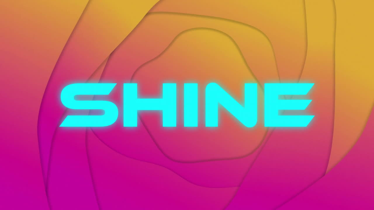 추상적인 모양을 가진 다채로운 그라디언트 배경 위에 텍스트 애니메이션을 빛니다.