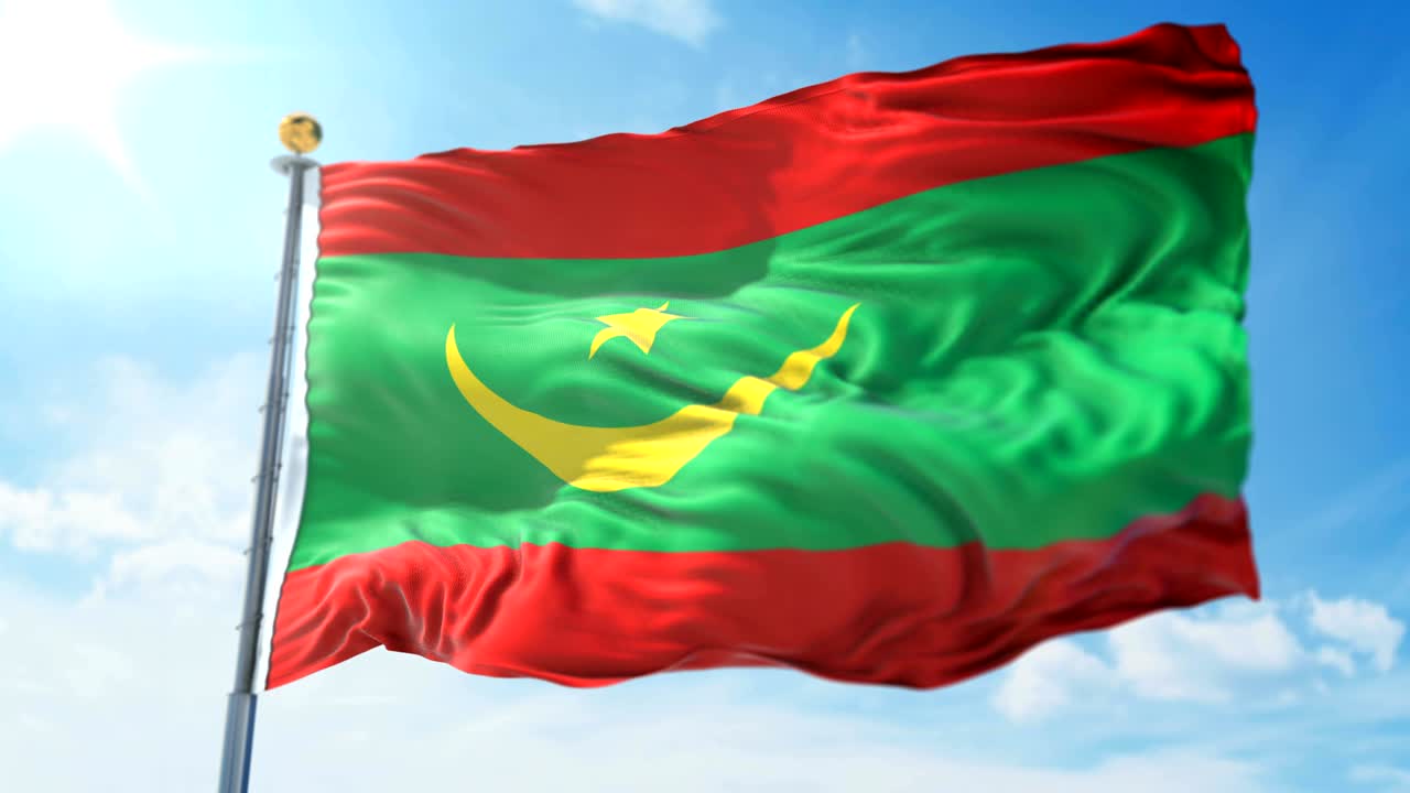 모리타니아 발의 3d 렌더링 영상 - 아름다운 섬유 천 줄이 흔들리고 있습니다.