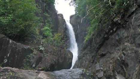 cascada en una selva tropical, tailandia. levantarse