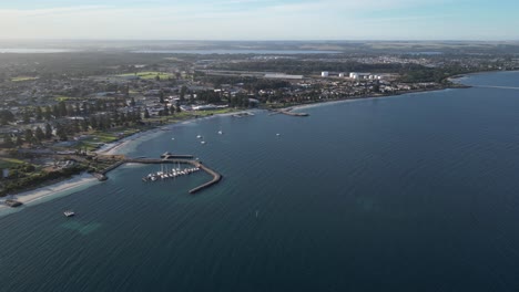 Aerial-Shot-Of-Famous-Esperance-Town-At-Sunset-Time,-Western-Australia