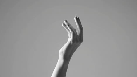 elegant hand reaching upwards in monochrome