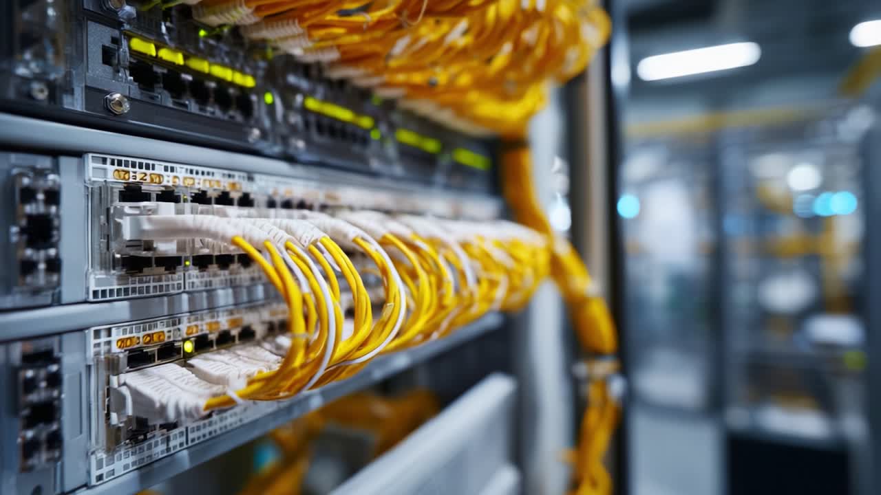 Esplorando le complessità dell'infrastruttura di rete: uno sguardo ravvicinato ai cablaggi e alle connessioni dei server in un ambiente di data center