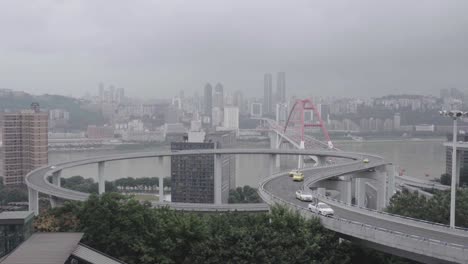 chongqing, a mountainous city in china, crosses the yangtze river bridge