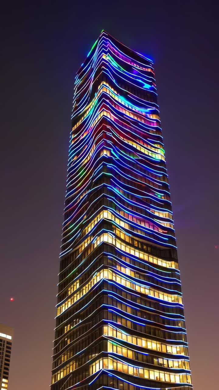 Illuminated Modern Skyscraper at Night
