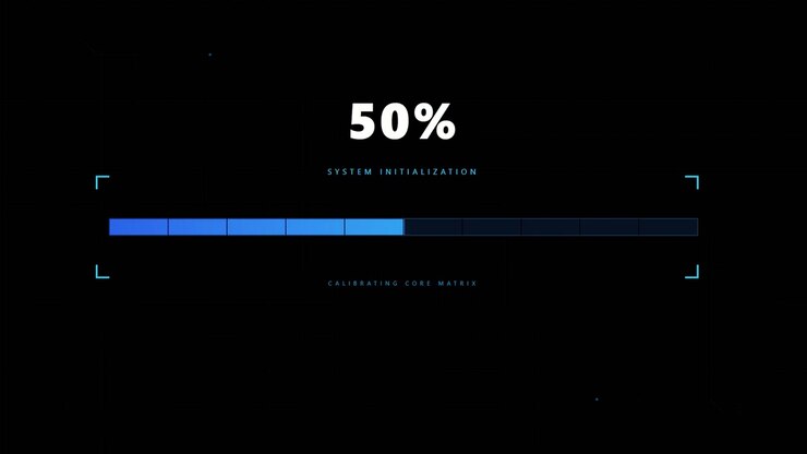 Digital Loading Progress Bar with System Initialization Text