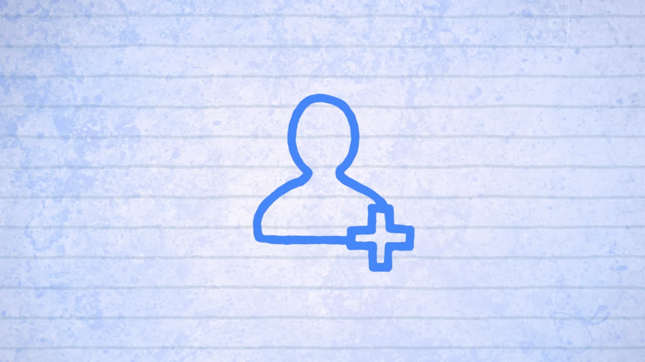 animación del contorno azul de la gente icono dibujado a mano con un marcador en papel de línea blanca