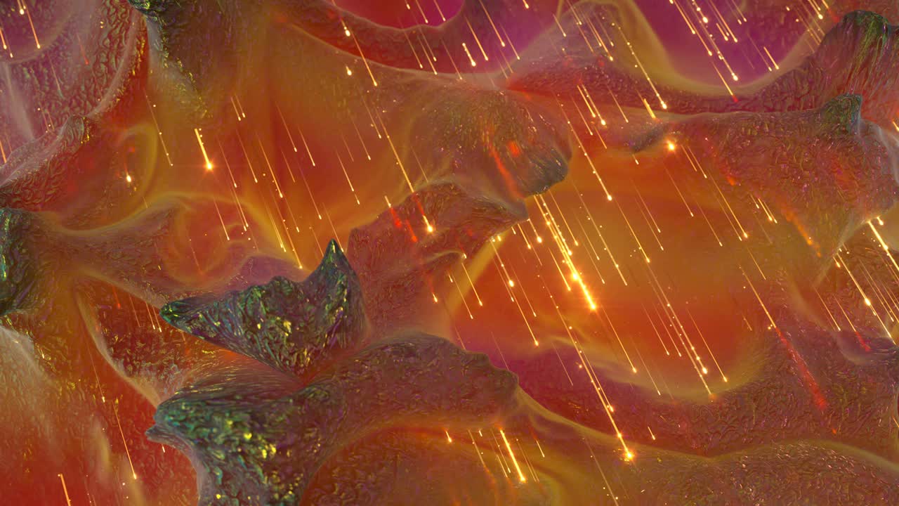 빛나는 바위 표면과 빛의 흔적 3d 렌더링 원활한 루프 애니메이션