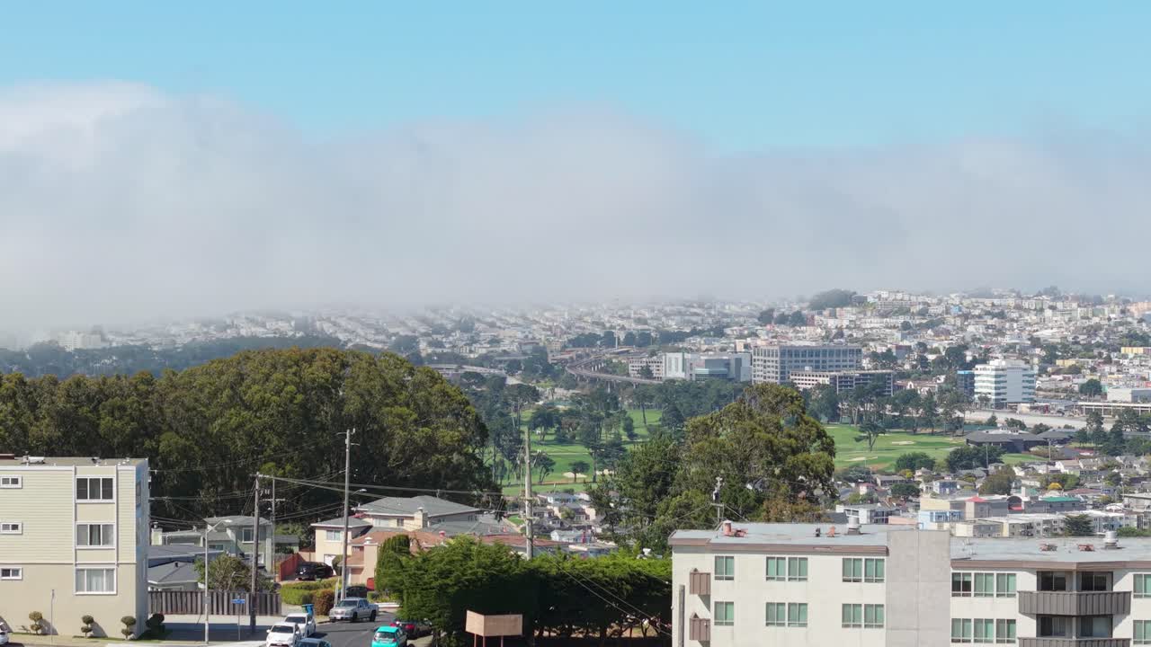 A tranquil static shot of Broadmoor reveals its residential density and carefully arranged streets.