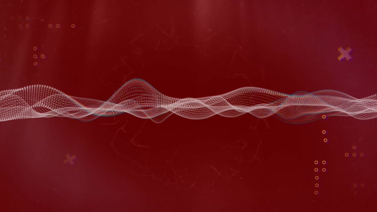 Animation of white shapes moving on red background