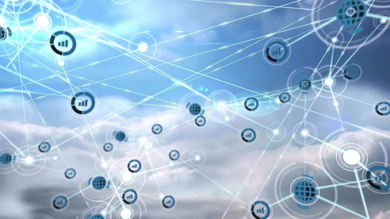 Ikon Koneksi Jaringan Digital di Atas Awan